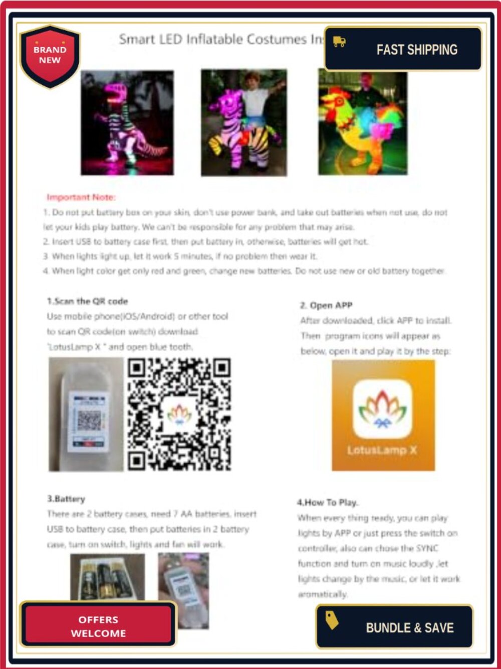 Adult Inflatable Ride-On Rooster Costume Smart LED Lights Adjustable Waist - Picture 5 of 6